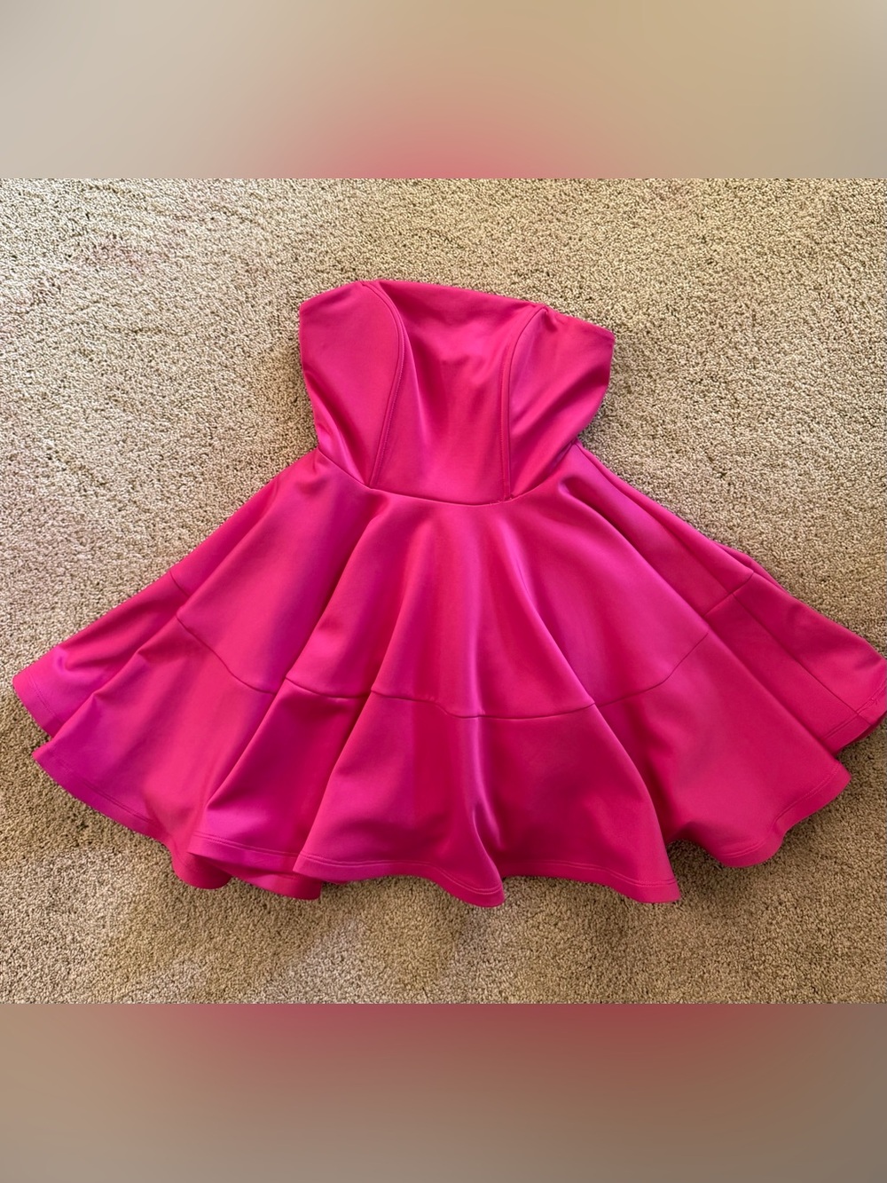 bebe Bright Hot Pink Strapless Flared Party Dress XS